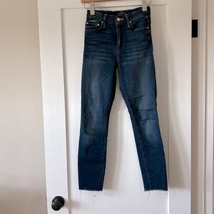 MOTHER denim size 24, high waisted, dark wash, skinny jeans.